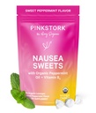 Vaaleanpunainen Stork Organic Piparminttu Sweets for Morning Sairaus ja Liike Sairaus Tuki, Lisätty B6-vitamiini, 1. Trimester Raskaus Täytyy olla - 30 kääritty Piparminttu karkkeja