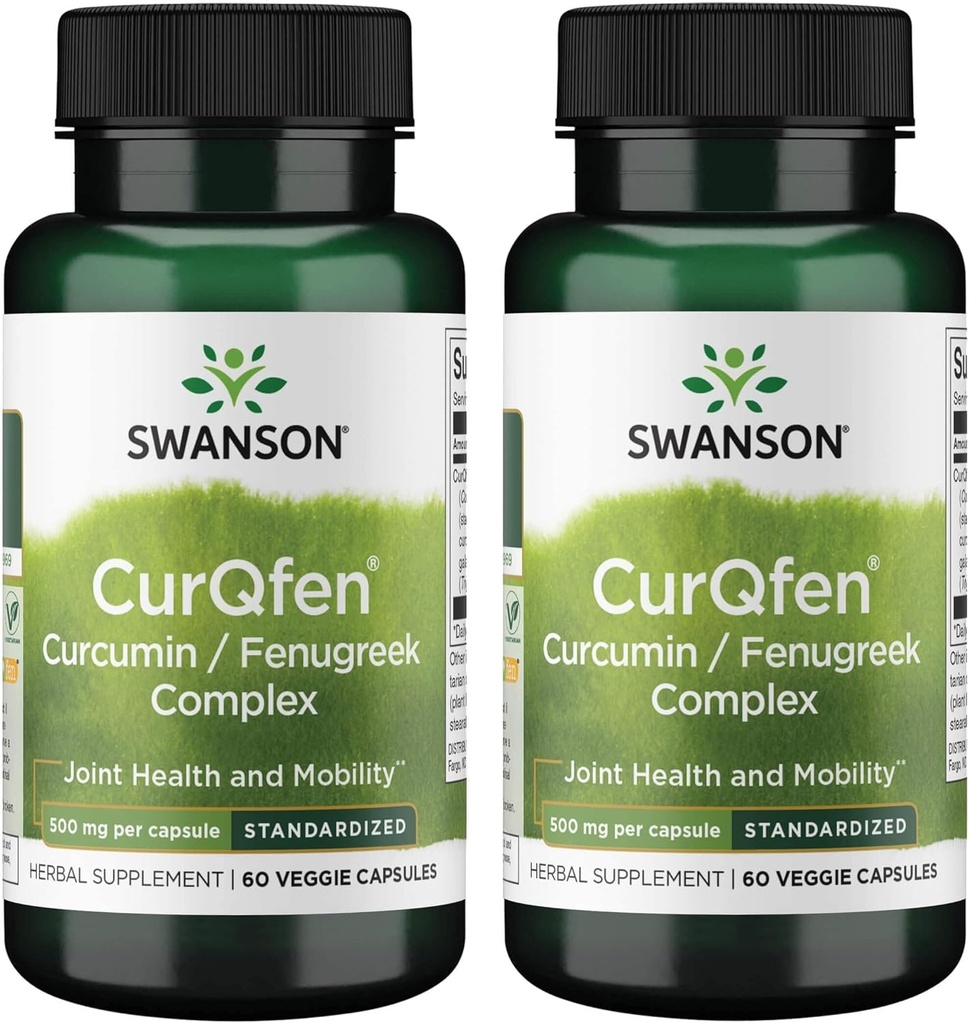 Swanson Controlled Release Curqfen Curcumin/Fenugreek Complex 60 Veg kapselia (2 pakkaus)