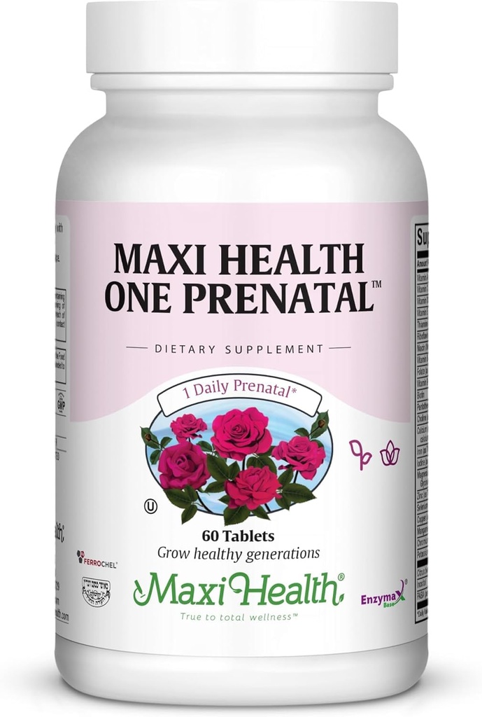 Maxi Health Prenatal vitamiineja naisille ... yksi päivä Prenatal with Methylated Folate, Gentle Iron & DHA Support 