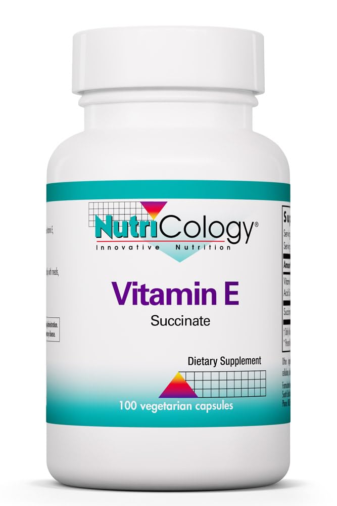 Nutricologia E-vitamiini Succinate Supplement - miehille ja naisille, 400 IU D-Alfa-tokoferyyli, antioksidantti, kasvissyöjäkapselit - 100