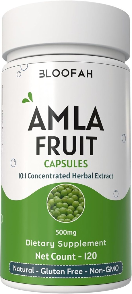 Amla Fruit Capsules 500mg | Koncentrerad 10:1 Extract Phyllanthus emblica | Natural Herbal Supplement | Non-GMO, Gluten-Free | Traditionell Wellness Formel (120 greve (1))