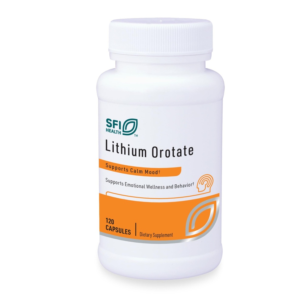 Klaire Labs SFI Health Litium Orotate 4,8 mg - Saattaa auttaa tasapainota mieliala - Biosablet Litium Orotate Supplement - Trace Minerals Promote Focus, Memory, Kognitive & Mood Support (120 kapselia)