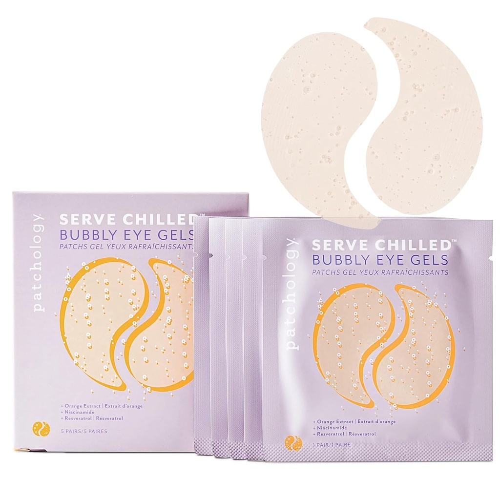 Patchology Serve Jäähdytetty Kuplasilmägeelit Niasinamidi, Hydrating Under Eye Patches kanssa Niacinamidi ja C-vitamiini, Under Eye Gel Pads Gel Technology, Kasvojen ihonhoito tuotteet - 5 paria