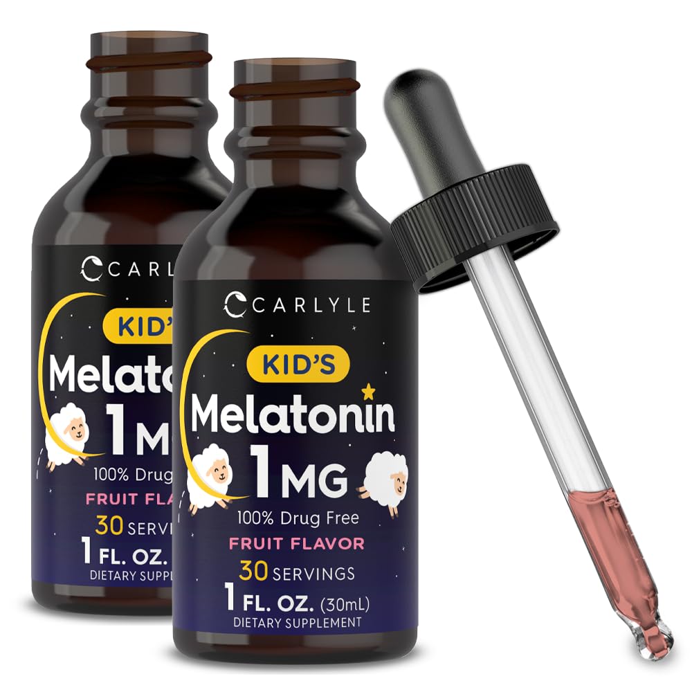 Carlyle Kids Melatonin Liquid | 1 fl oz | Två Pack | Frukt smak | Drug Free Childrens Supplement