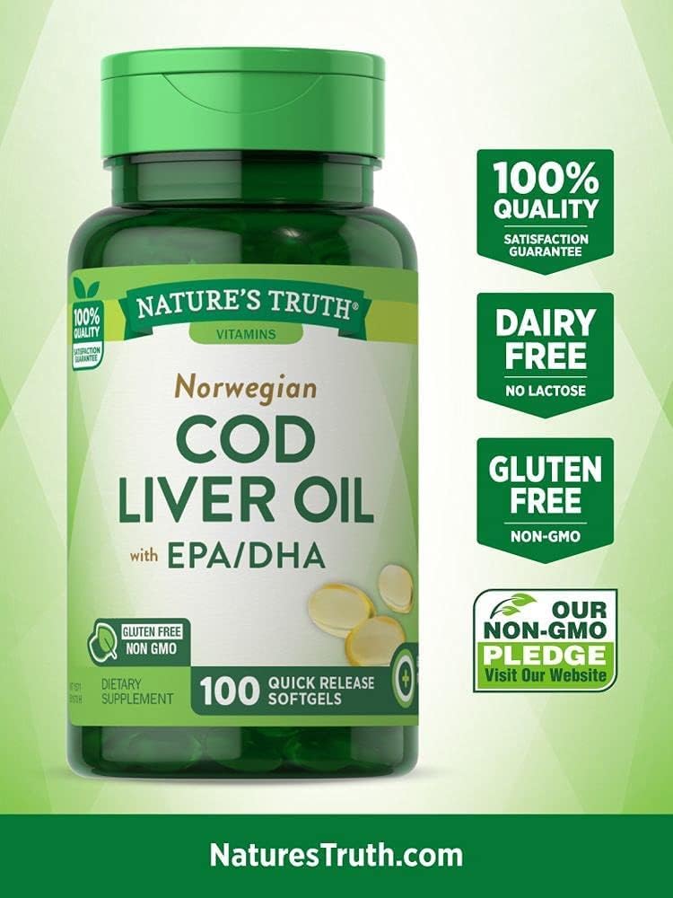 Nature's Truth Norwegian Cod Liver Oil Dietary Supplement - 100 Softgels, 6 pakkaus