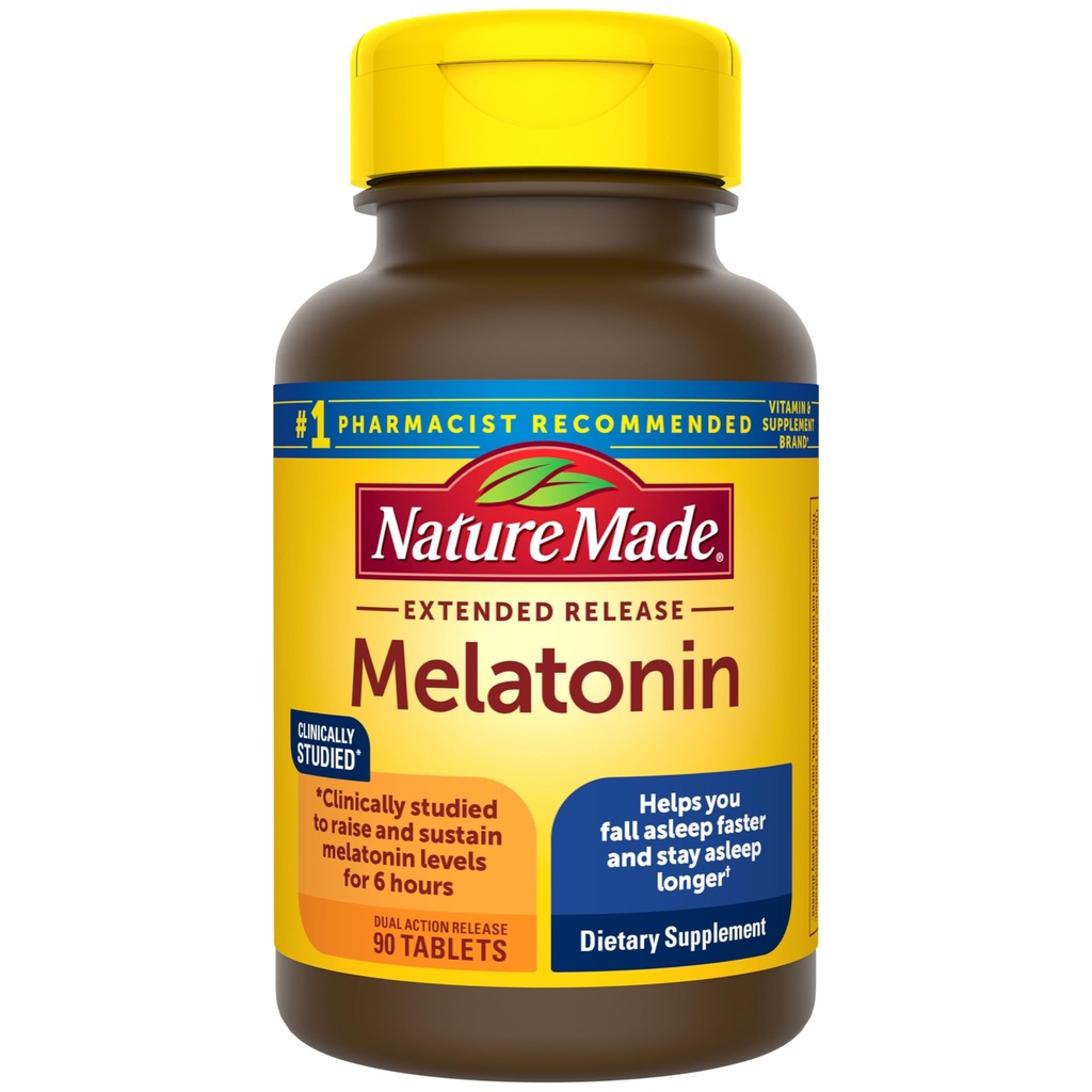 Luonto Made Melatoniinia 4 mg Advanced Release Tabletit, unilisät aikuisille, 100% huumeeton unilääke, 90 kreivi, 90 päivän tarjonta
