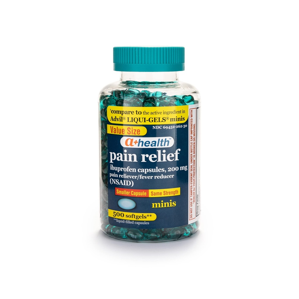 A+Health Mini Ibuprofeeni 200 Mg Softgels, Pain Reliever/Fever Reducer (NSAID), 500