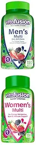 Bundle vitafusion Aikuinen Gummy Vitamiinit miehille, Berry Flavored Daily Multivitamiinit miehille, 75 päivän tarjonta, 150 Count + Vitafusion Naisten Multivitamiini Gummies, 75 päivän tarjonta, 150 Count