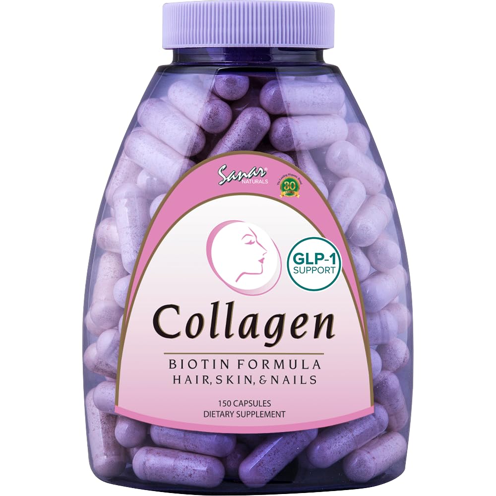 Sanar Naturals Collagen pillereitä Biotiini, C-vitamiini - tukee terveet hiukset, iho ja kynnet - lisätä hiusten kasvua ja vahvat kynnet - Kollageeni Biotiini täydentää, 150 kapselia