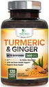 Gurkmeja Curcumin Supplement 2600mg - med organisk ingefära & gurkmeja, BioPerine Black Pepper Extract 95% Curcuminoids - Avancerad Absorption Joint & Antioxidant Extra Strength Support - 120 kapslar