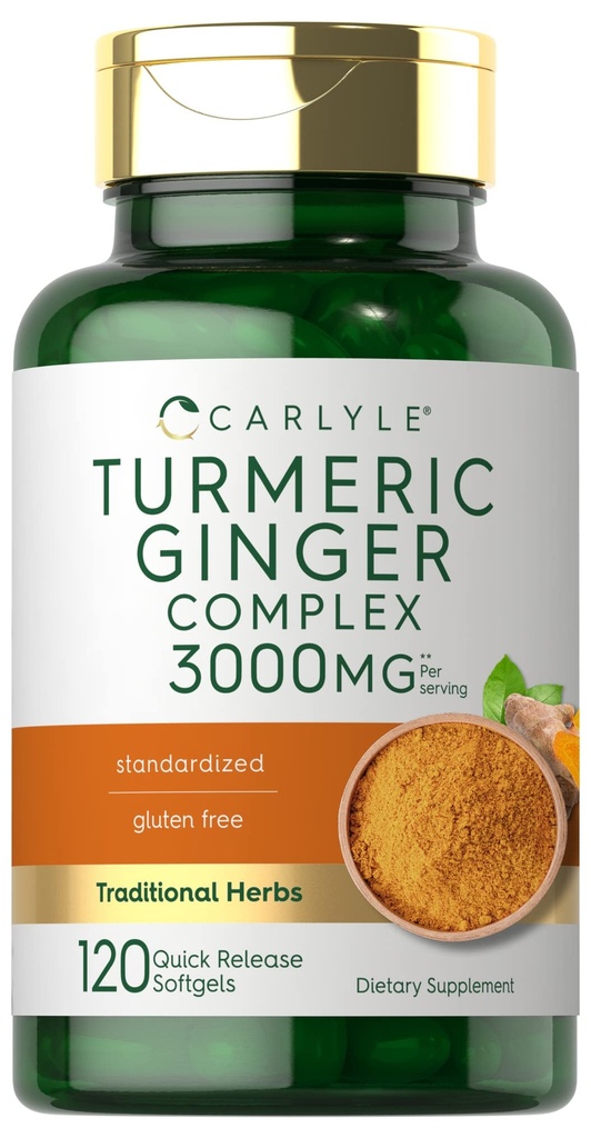 Carlyle Turmeric ja inkivääri Supplement 3000 mg 