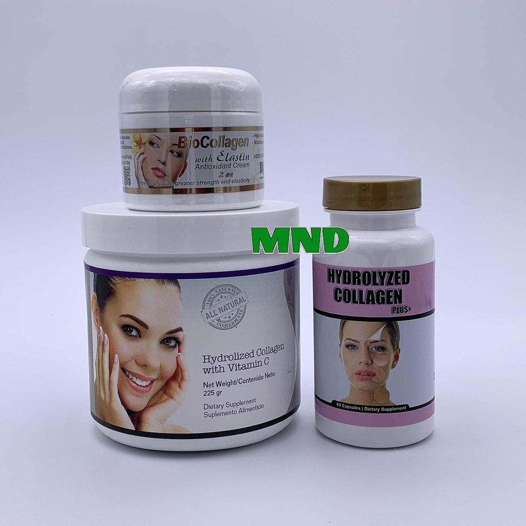 BIO HYDROLIZED Collagen Plus C-vitamiini Powder Terveet hiuspillerit Elastin Cream