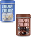Happy Viking Vanilla och Chocolate Protein Powder, av Venus Williams, 20G Protein, Low Carb, Keto, Vegan, Gluten-Free, Superfoods, Complete Meal Replacement, 2 Canisters (24 oz. Varje)