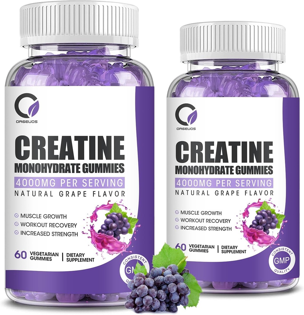 Kreatinmonohydrat Gummies muskelstyrka för Män & Kvinnor, energiökning Pre Work Supplement - Grape smak