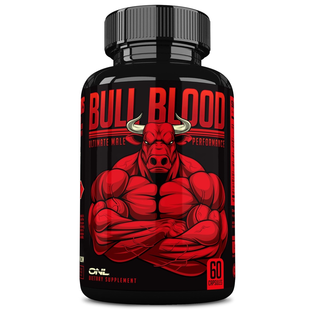 Bull Blood Testosteroni Booster for Men - Testosteroni täydentää Stamina & Endurance - Maca juuri, kiimainen Goat Weed, Tribulus Terrestris Extract & Tongkat Ali - Mies Enhanging Supplement - 60 Ct
