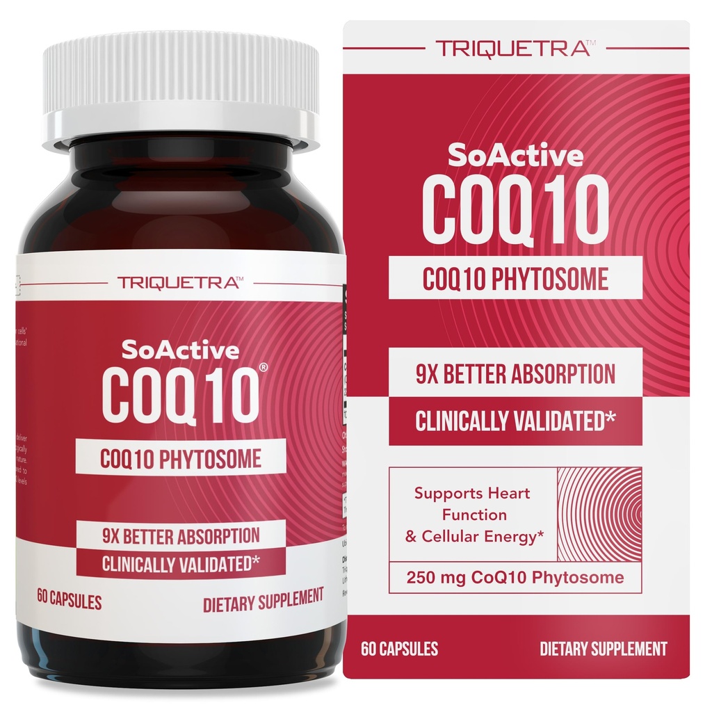 SoActive CoQ10® 250 mg: CoQ10 Phytosome jopa 9X suurempi imeytyminen - Todistettu solujen toimitus - Tukee solujen energiantuotantoa (60 kapselia)