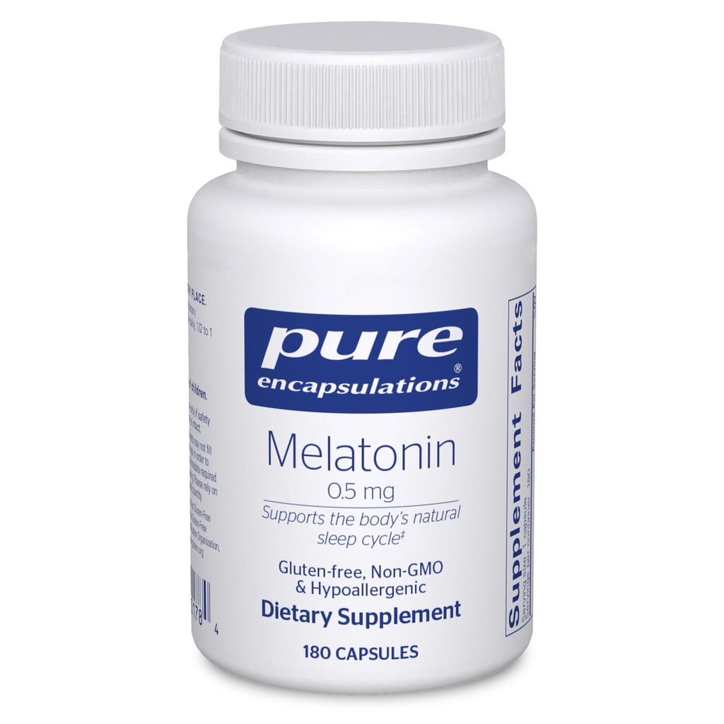 Puhdasta kapseleita Melatoniini 0,5 mg - Natural Sleep Helper for Bedtime - Regulates Sleep-Wake Cycle - 0,5 mg Melatoniini - Vegan & non- GMO - 180 kapselia
