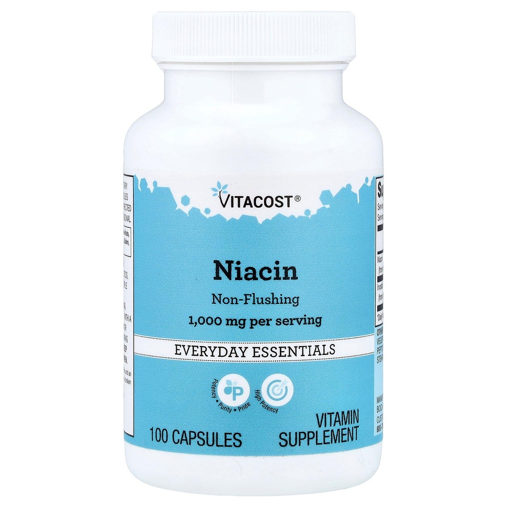 Vitacost Niacin Ei - punoitus - 1000 mg per tarjoilu - 100 kapselia