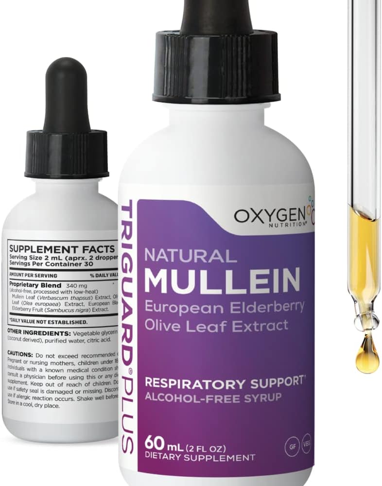 TriGuard MULLEIN Plus - Mullein Leaf Extract, Elderberry Extract & Olive Leaf Extract 2 fl oz 