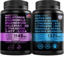 MEDCHOICE Sleep Melatoniini (90ct) ja Nootrooppinen aivot (60ct) täydennysosa Bundle - Wellness Duo for Sleep, Brain, Focus, & Mood Support - Vegan, ei-GMO, Gluteeniton