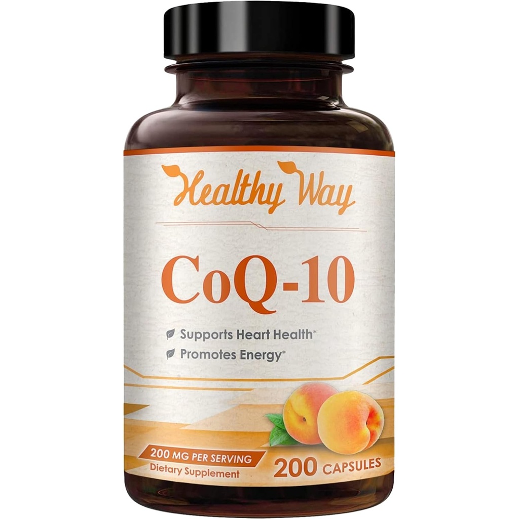 Coenzyme Q10 200 mg CoQ10 täydennysosa - kerran päivässä CoQ10 200 mg jauhekapselit sydämen terveyteen, antioksidantti ja energiatuki - ei-GMO, nopea imeytyminen Ubikinoni Q10 Coenzyme (yksittäinen)