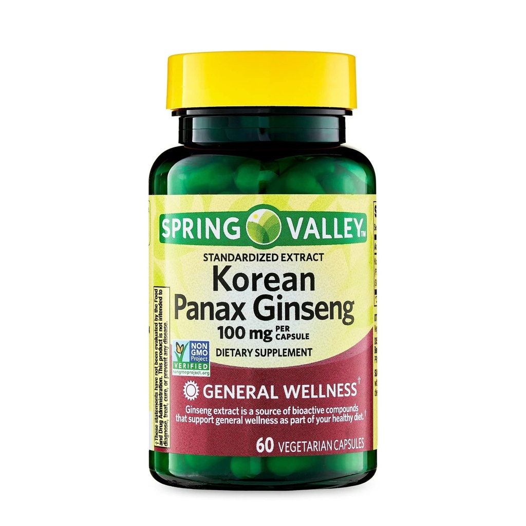 Lähentyminen Korea Panax Ginseng Kasvissyöjäkapselit, 100 mg, 60