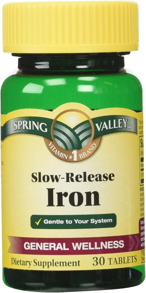 Spring Valley Slow Release Iron, 30 tablettia (1)