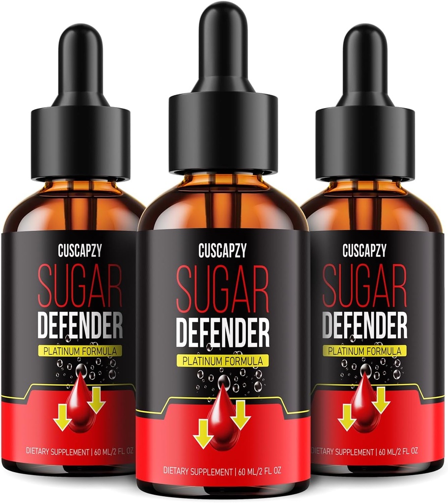 Ei reseptiä vaaditaan, Sugar Defender Drops, Sugar Defender Liquid, Platinum Formula, pakkaus 3