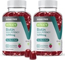 VITEEY Biotin Gummies hiukset, iho, ja kynnet 5 000 mcg - Sokeriton - hiusten kasvu Gummies, terve iho hehku, vahva terveet kynnet kasvu - Vegan, Gluteeniton, Liivate Vapaa pureskeltava vadelma maku