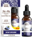 GuruNanda Wellness Bundle: Liquid Ashwagandha med Bacopa (1 Fl Oz) för Focus & Relaxation Support & Black Seed Oil (2 Fl Oz) med vitamin D3, K2 & E för Immune Boosting - Vegan & Non-GMO