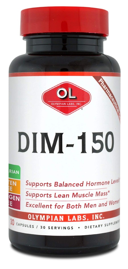 Olympian Labs DIM Supplement 150mg - DIM Diindolylmethane 30 kapsel Supply av DIM för östrogenbalans, hormon klimakteriet Relief, Acne Behandling, PCOS, Bodybuilding