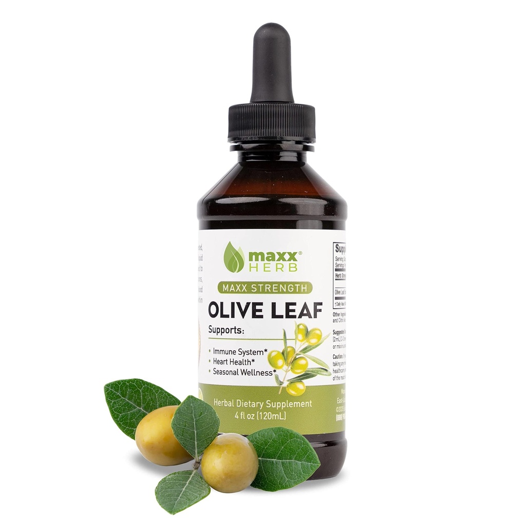 Maxx Herb Olive Leaf Extract ... Max vahvuus Oleuropein Liquid Absorbs Better Than Capsules tai Tea, varten Immuuneja, Heart Health, ja kausittainen hyvinvointi - 4 Oz pullo (60 tarjoilua)