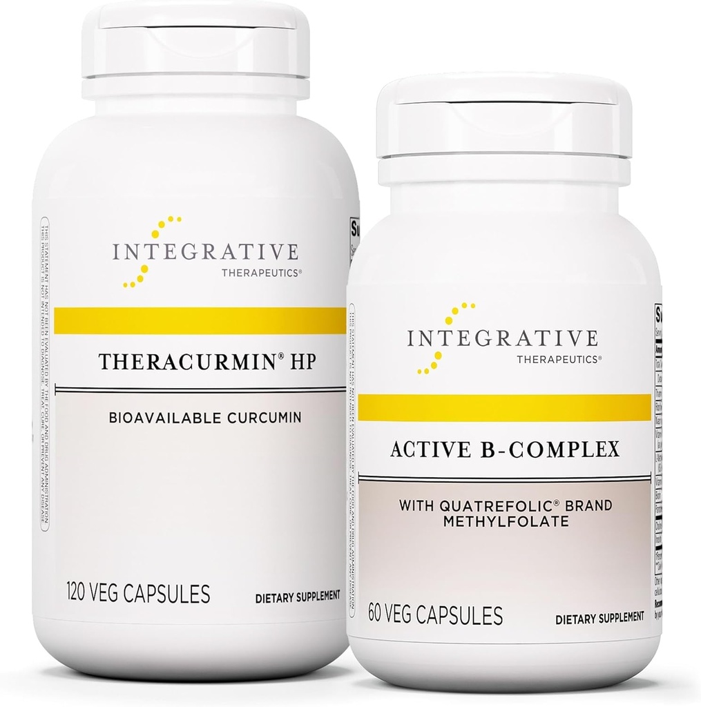 Integratiivinen Therapeutics B-komplex, 60 kapselia & Theracurmin HP, 120 kapselia - Aktiivinen B-komplex tukemaan energian aineenvaihduntaa* - Theracurmin Se on 27x enemmän Biosaatavissa*