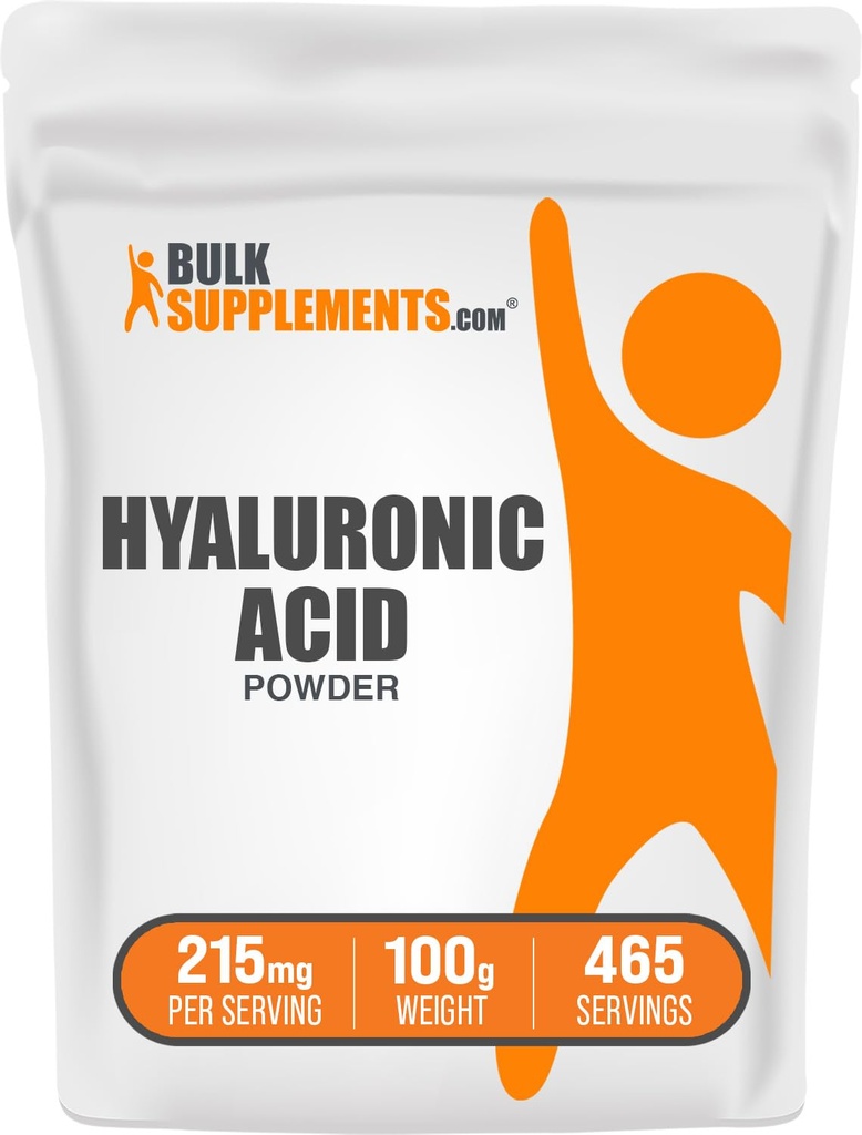 BulkSupplements.com Hyaluronic Acid Powder - kuten natriumhyaluronaatti, Hyaluronic Acid Supplements - Food Grade, Gluteeniton - 215 mg per tarjoilu, 100g (3.5 oz) (pakkaus 1)