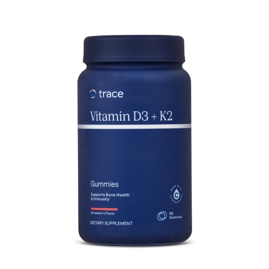 Trace Minerals D3-vitamiini + K2 Gummies ... 5 000 IU D3 + 50 mikrog K2 ...