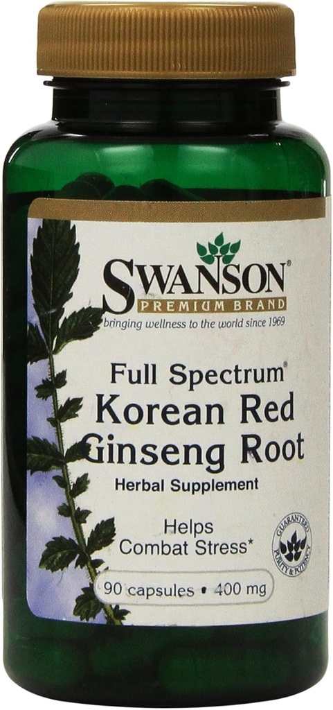 Swanson Premium Full-Spectrum Korean Red Ginseng Root 400 mg 90 Caps - Pack med två