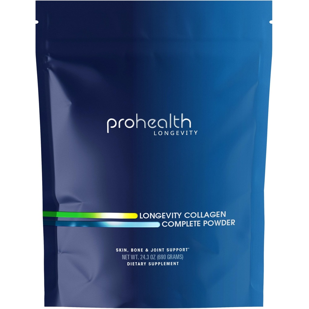 ProHealth Longevity Collagen Peptides Powder - yli 40. 20g Multi Collagen. 2g Pro- Collagen. Hyaluronihappo. Tyyppi I, II, III, V, X nivelille, luut, hiukset, iho, lihakset, Gut - 30 tarjoilua