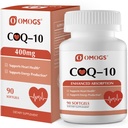 OMOGS CoQ10 400 mg Softgels, Coenzyme Q10 High Imeytyminen Lisäravinteet Tuki Heart Health, Cardiovascular Health, Immunojärjestelmä & Cellular Energy Production, Gluteeniton, 90 Softgels