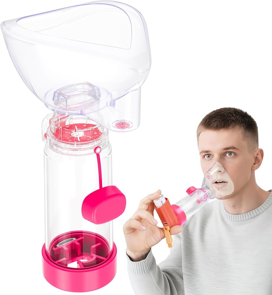 NESSI OTC Spacer Vuxen med Mask Spacer och Mouthpiece Spacer (Pink)