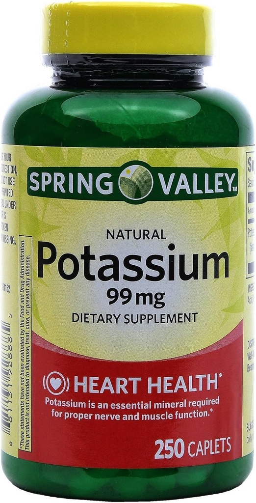 Spring Valley Kalium 99 mg, kaliumglukonaatti 595 mg (250)