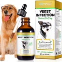 Hundjästinfektionsbehandling, naturlig jästinfektionsbehandling för hundar, stöder hundens öroninfektionsbehandling och allergisk nederländsk lindring, minskar inflammation, förbättrar kappa och hud, bacon smak, 2 Fl Oz
