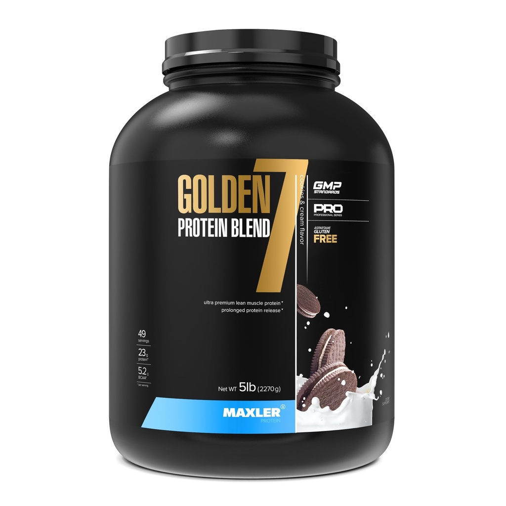 Maxler Golden 7 Protein Blend - Proteinpulver för Muscle Gain & Recovery - Cookies och Cream Protein Powder 5 lb
