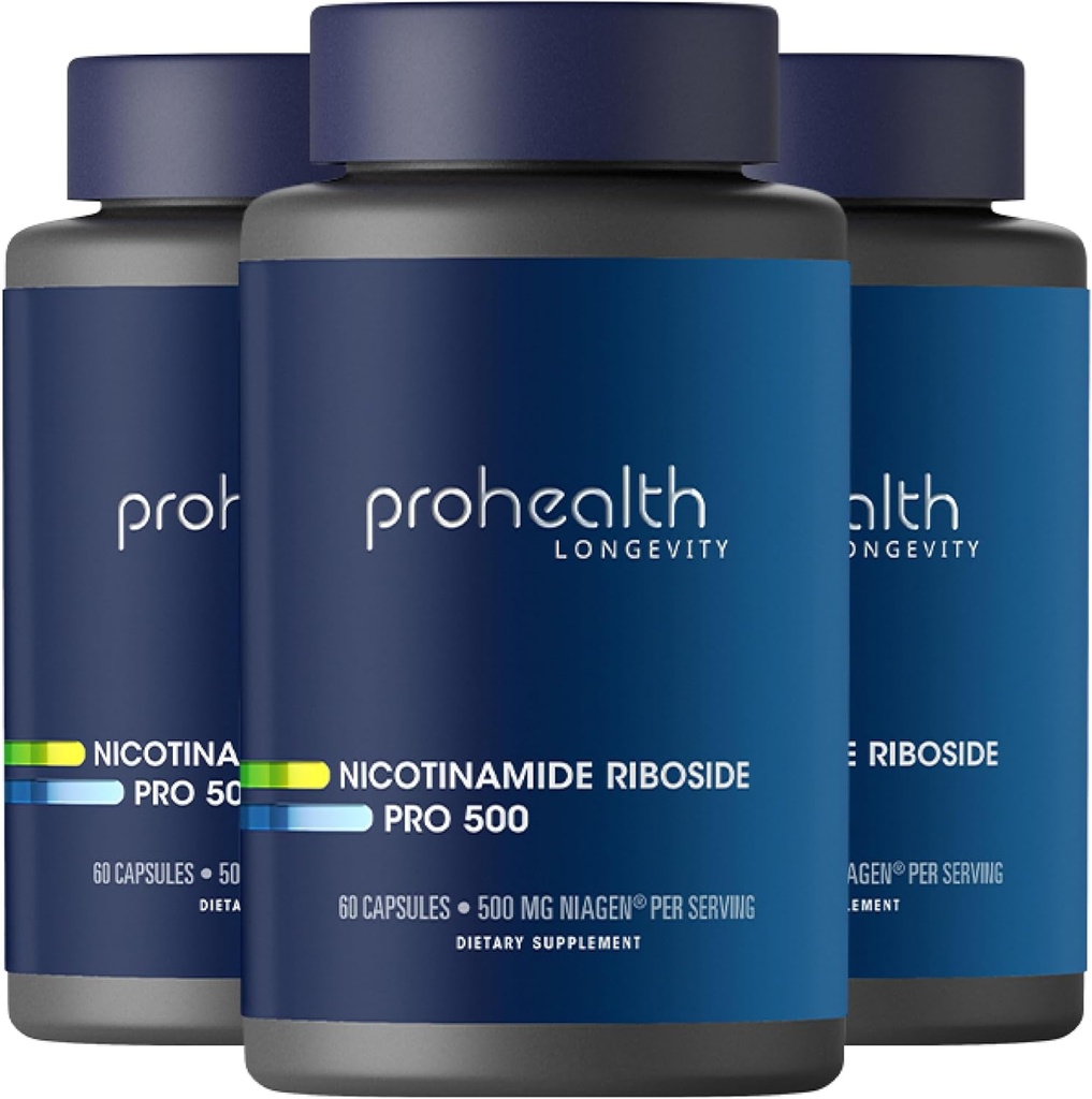 ProHealth Nicotinamide Riboside Pro 500. Patented NR Niagen 500mg Plus 250mg TMG. NAD+ Supplement Boosts NAD+. NR Supplement Proven in 300 Studies. 30 portioner (3 pack)