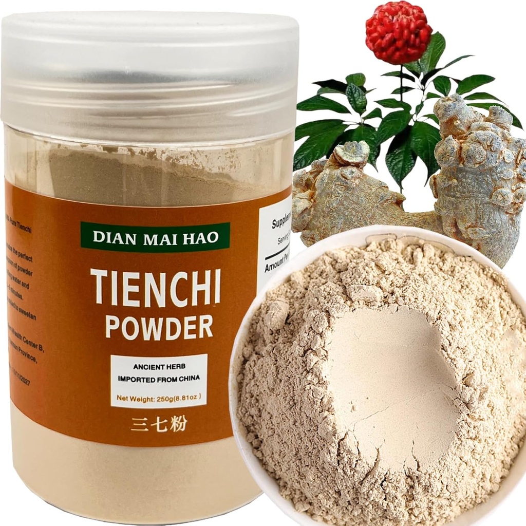 100% Superfin ren naturlig Yunnan Wenshan Notoginseng Tien Chi Root San Qi Tienchi Powder 250g