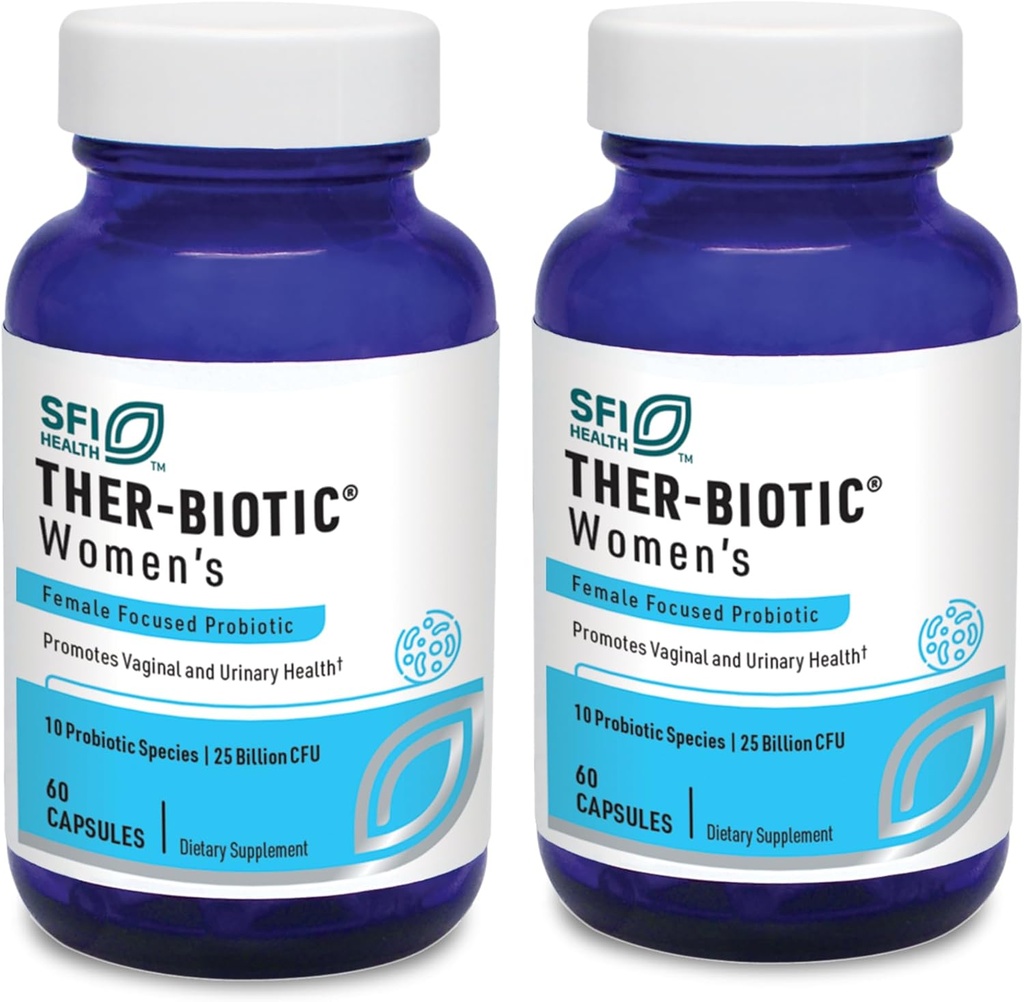 Klaire Labs SFI Health Ther-Biotic Women's - Vaginal Probiotics for Women - Support Healthy Acidic Vaginal pH Balance & Comfort - 25b PMY Lactobacillus & Bifidobacterium (60 kapselia, 2 pakkaus)