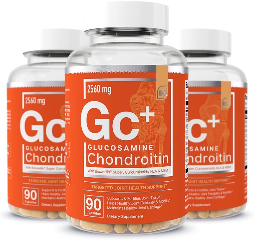 Essential Elements Glukosamiini Chondroitin MSM Boswellia Serrata Hyaluronic Acid Supplement Joint Support Antioksidantti täydentää joustavuutta - 270 kapselia (3 pakkaus)