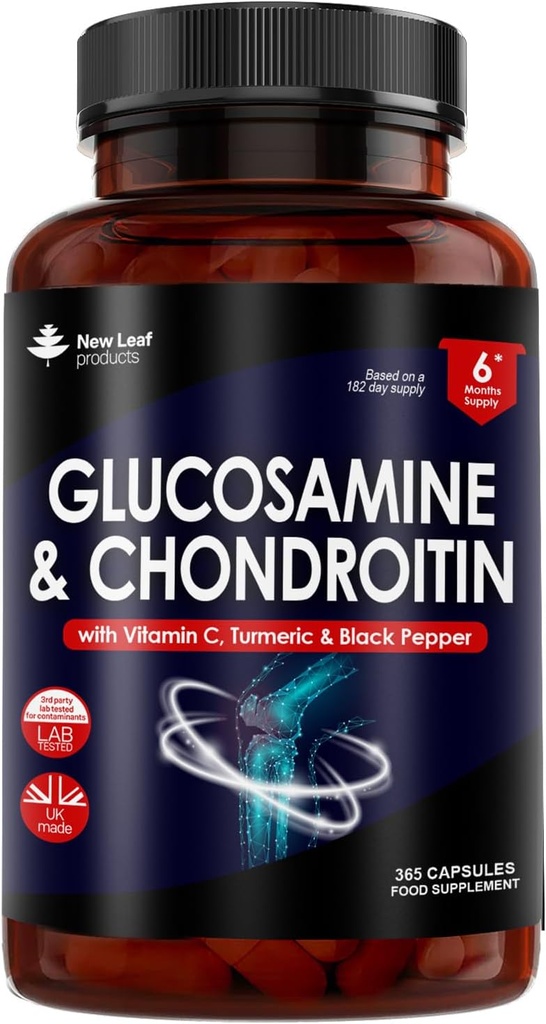 Glukosamin och Chondroitin Hög Styrka - med MSM (365 tabletter) Extra Absorbency Berikad med vitamin C, Glukosamin Sulfat Chondroitin Sulfat Gluten-Free, GMP, 365 Livsmedel Tabletter