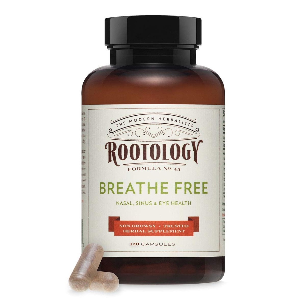 Rootology Breathe Free - Natural Nasal & Sinus Relief - Fast-Acting, Non-Drowsy - 120 kapslar.