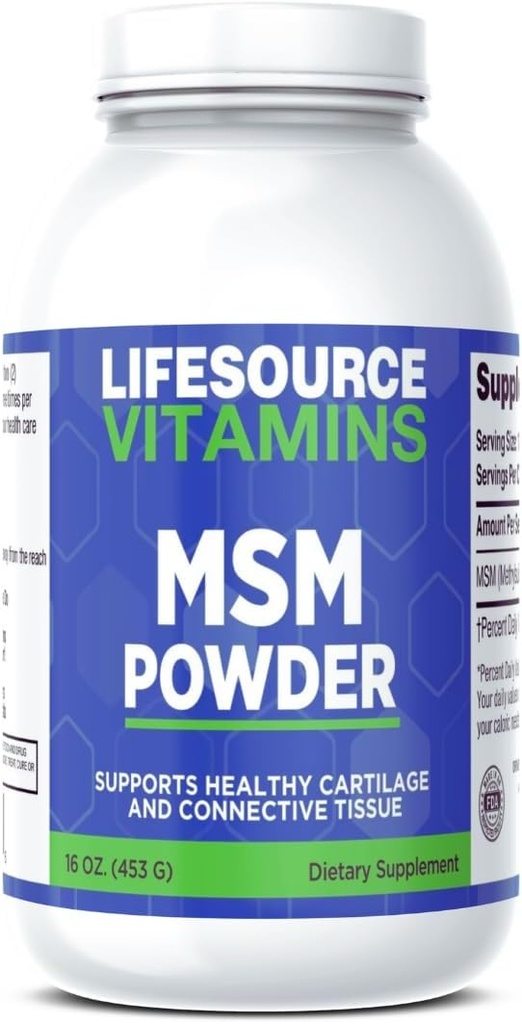 LifeSource Vitamiinit MSM Powder - 16 oz - puhdas ja puhdas - 226 Tarjoilut - 2000 mg per tarjoilu