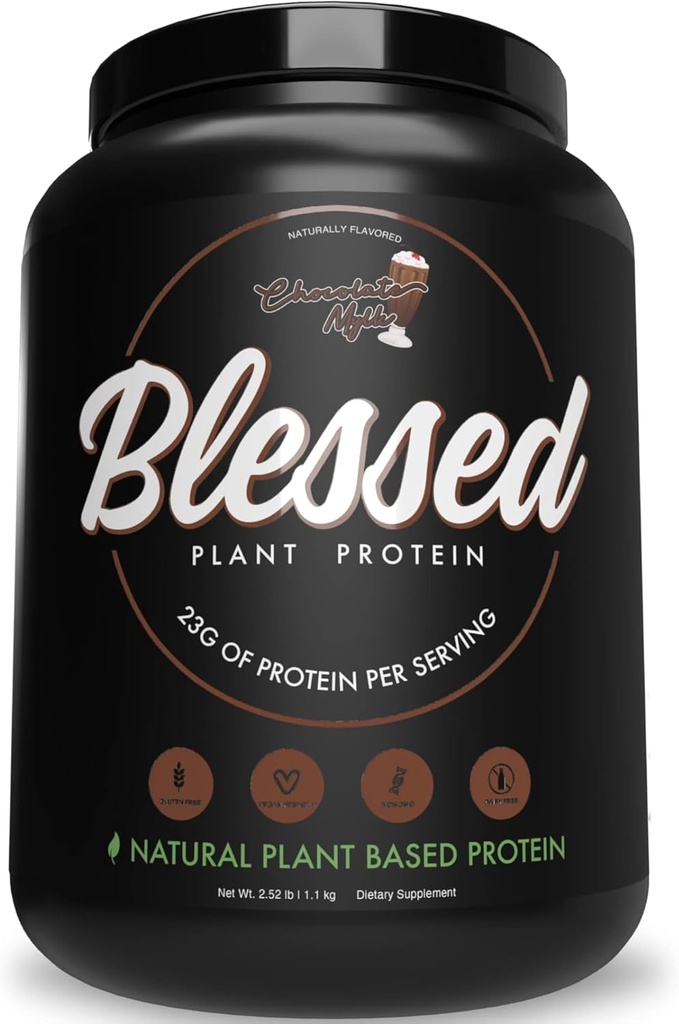 Siunattu vegaaniproteiinijauhe - Kasvipohjainen proteiinijauhe Ateriankorvike Protein Shake, 23 g Pea Protein Powder, Dairy Free, Gluteeniton, soijaton, Ei sokeria lisätty, 30 tarjoilua (Chocolate Mylk)